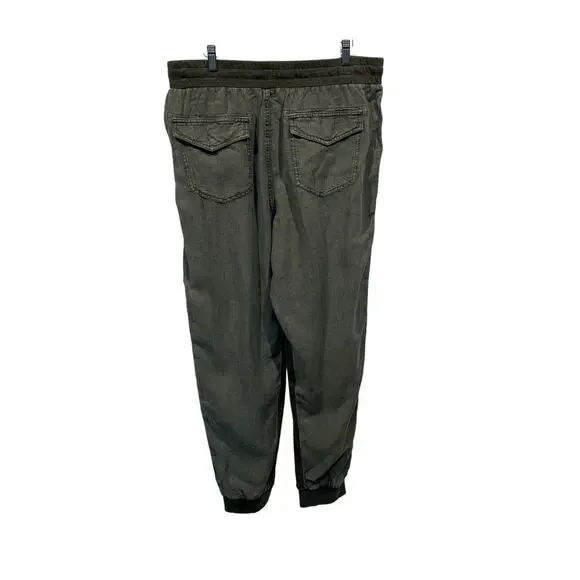 SPLENDID WOMENS XLARGE DRAWSTRING LINEN BLEND LAKESIDE JOGGER GREEN NEW